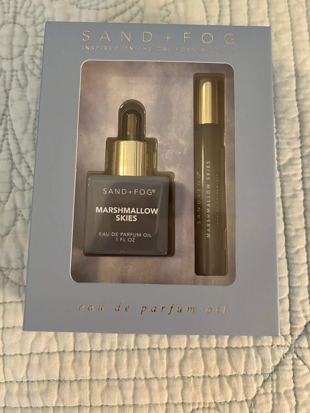 Sand + Fog Marshmallow Skies Oil Set, 1 oz Dropper & Rollerball Brand new Sealed